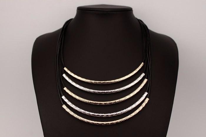 Multilayer Tube Leather Choker Necklace