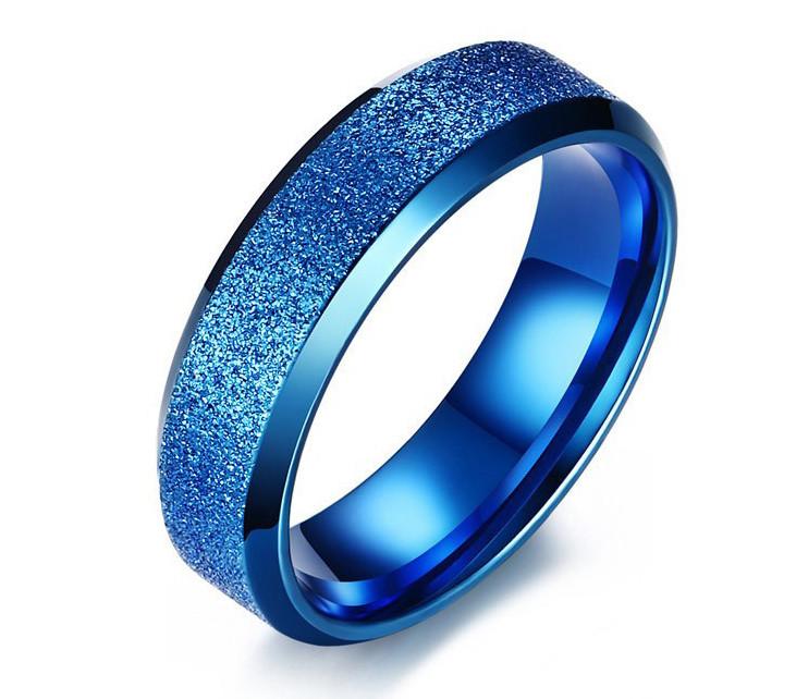 Blue Stainless Steel SandBlasted Ring