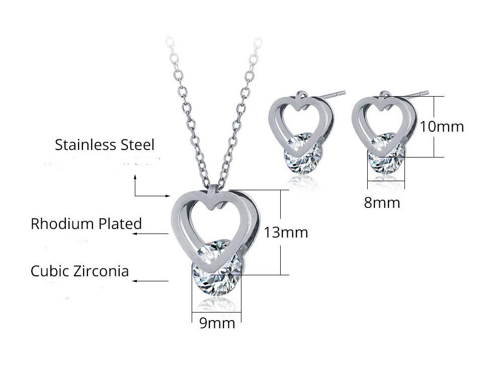 Heart Shaped Stainless Steel Jewellery Set