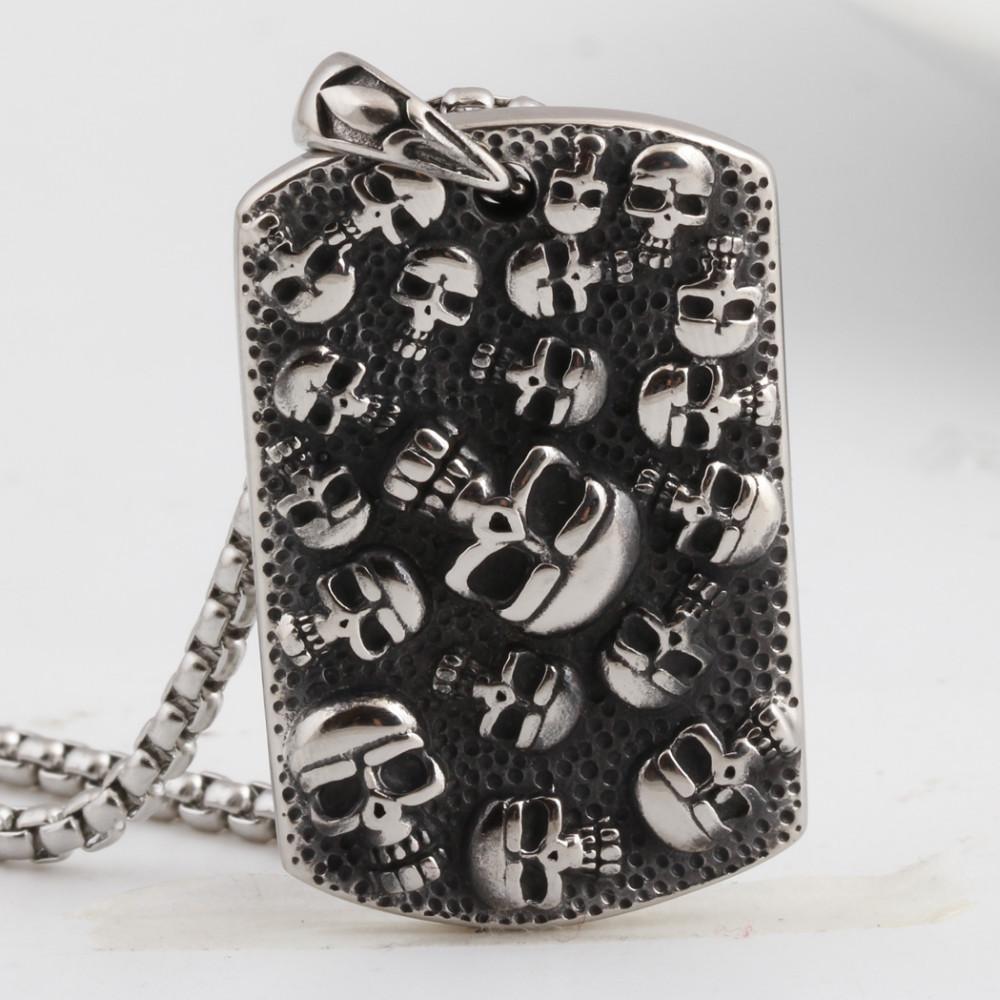 Skull Punk Tag Pendant - Stainless Steel