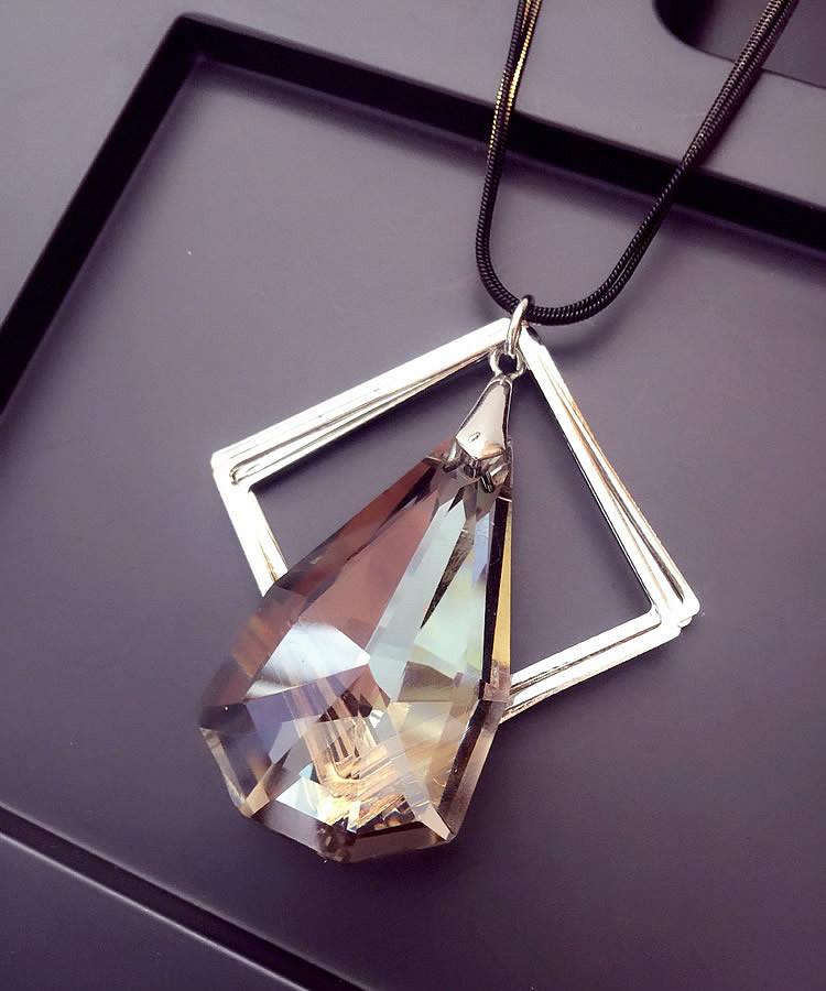 Statement Long Drop Crystal Necklace