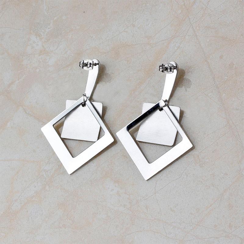 Stainless Steel Geometric Square Earrings