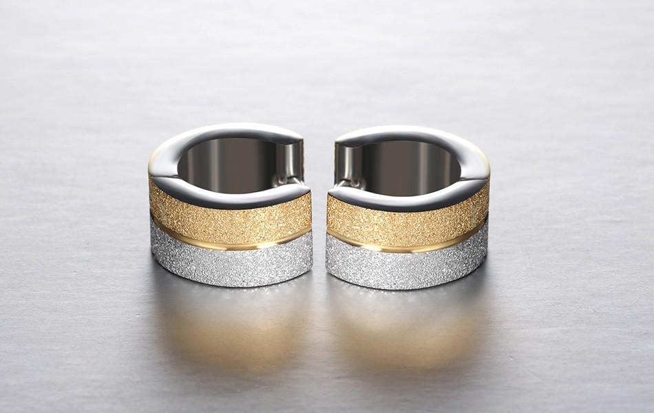 Frosted Stainless Steel Hoop Earrings