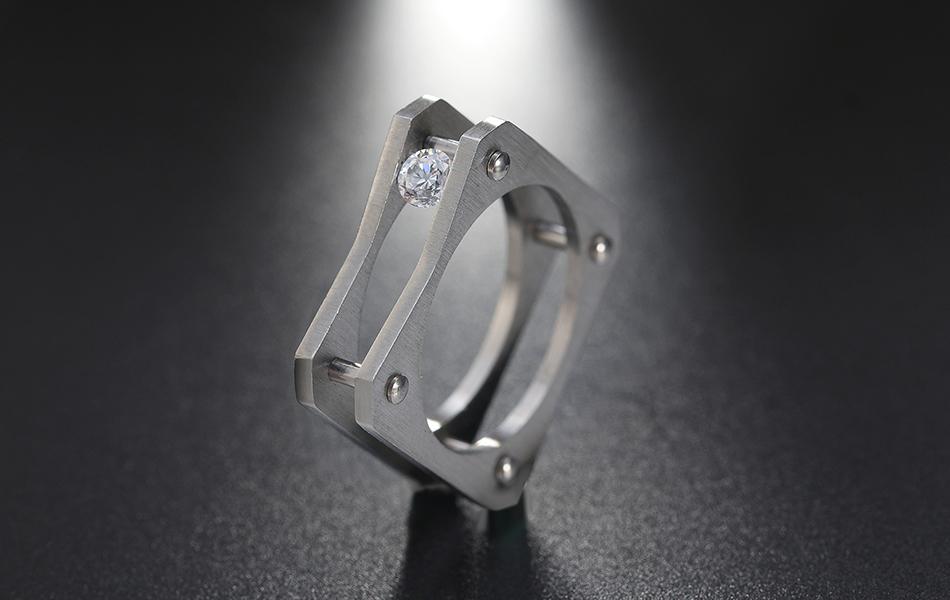 Square Unique Design Stainless Steel Ring