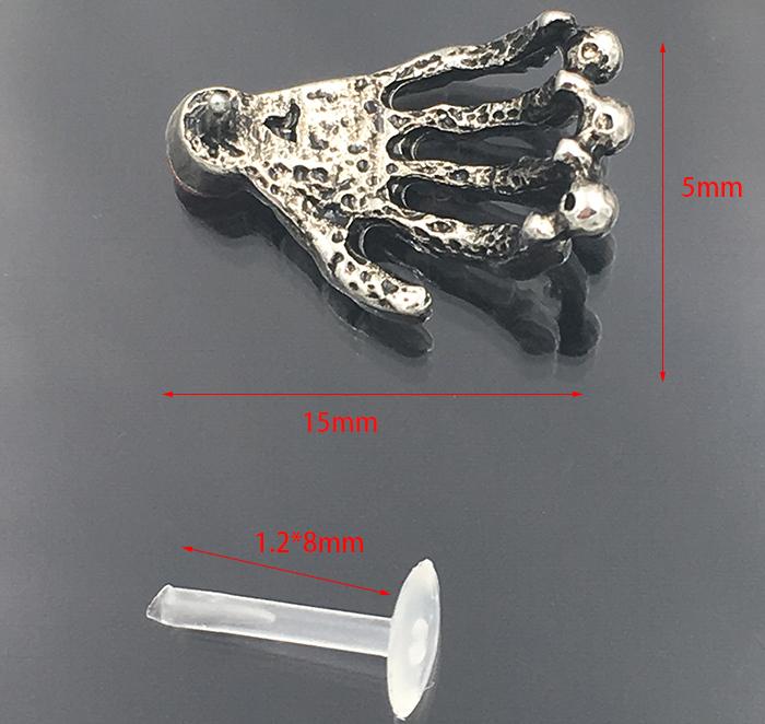 Skull Hand Bioplast Body Jewellery With Crystal Gem