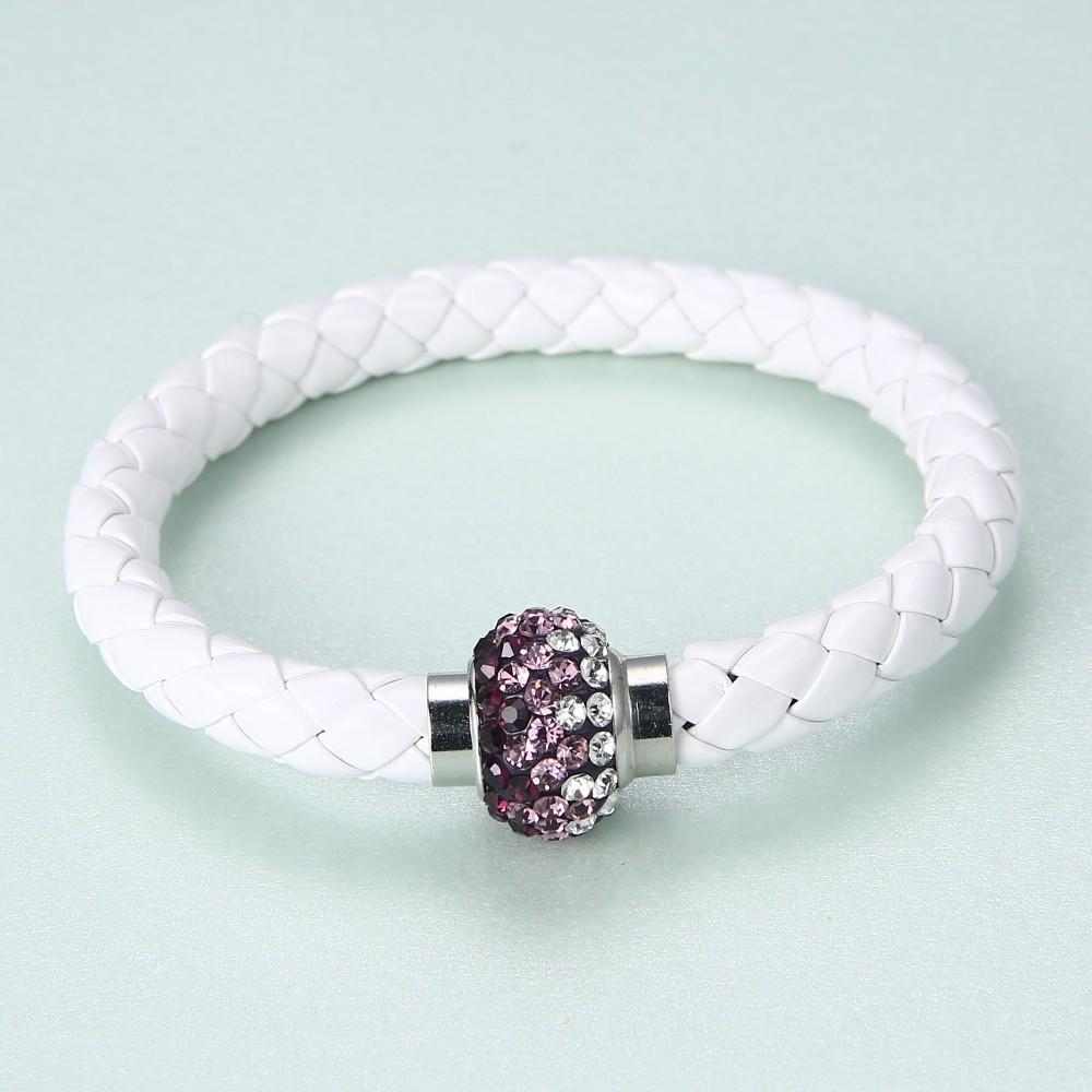 Leather Wrap Crystal Bangle Bracelet