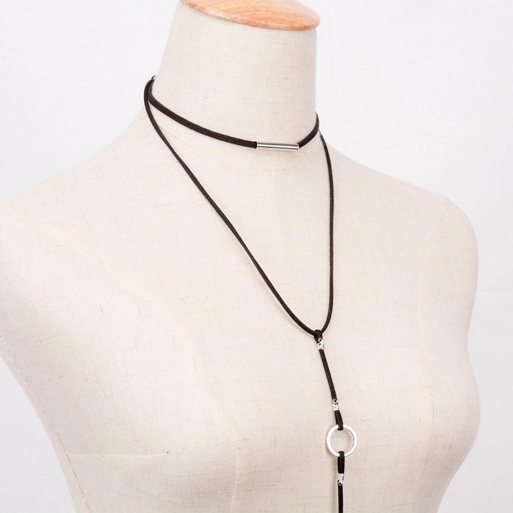 Long Leather Double Layer Necklace