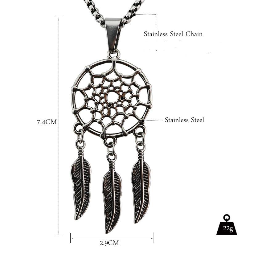 Dream Catcher Pendant Necklace - Stainless Steel