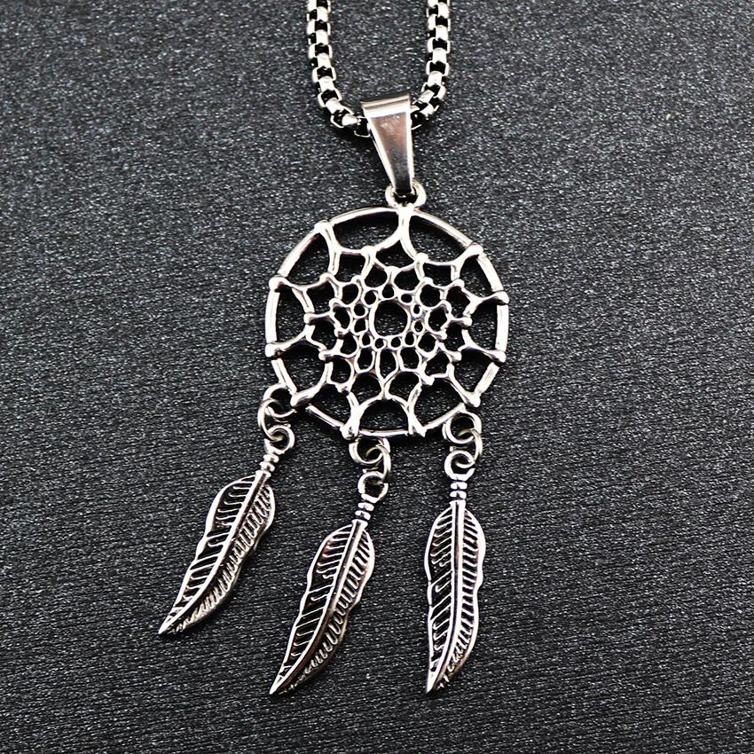 Dream Catcher Pendant Necklace - Stainless Steel