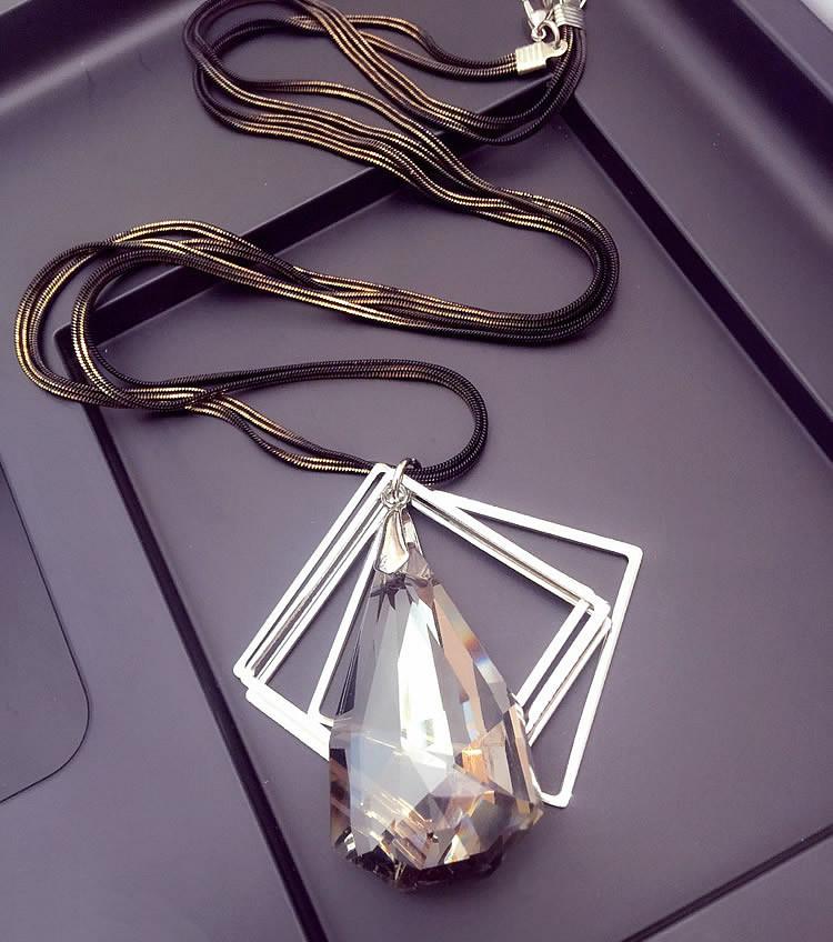 Statement Long Drop Crystal Necklace