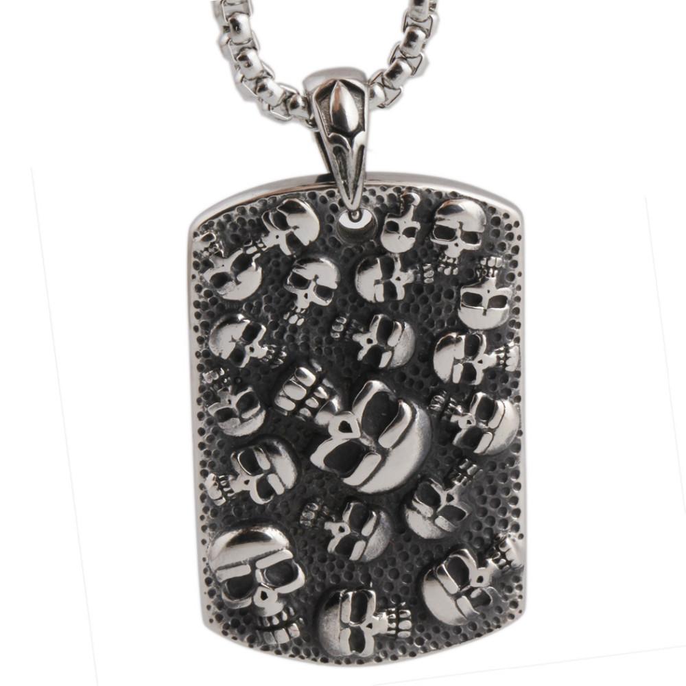 Skull Punk Tag Pendant - Stainless Steel