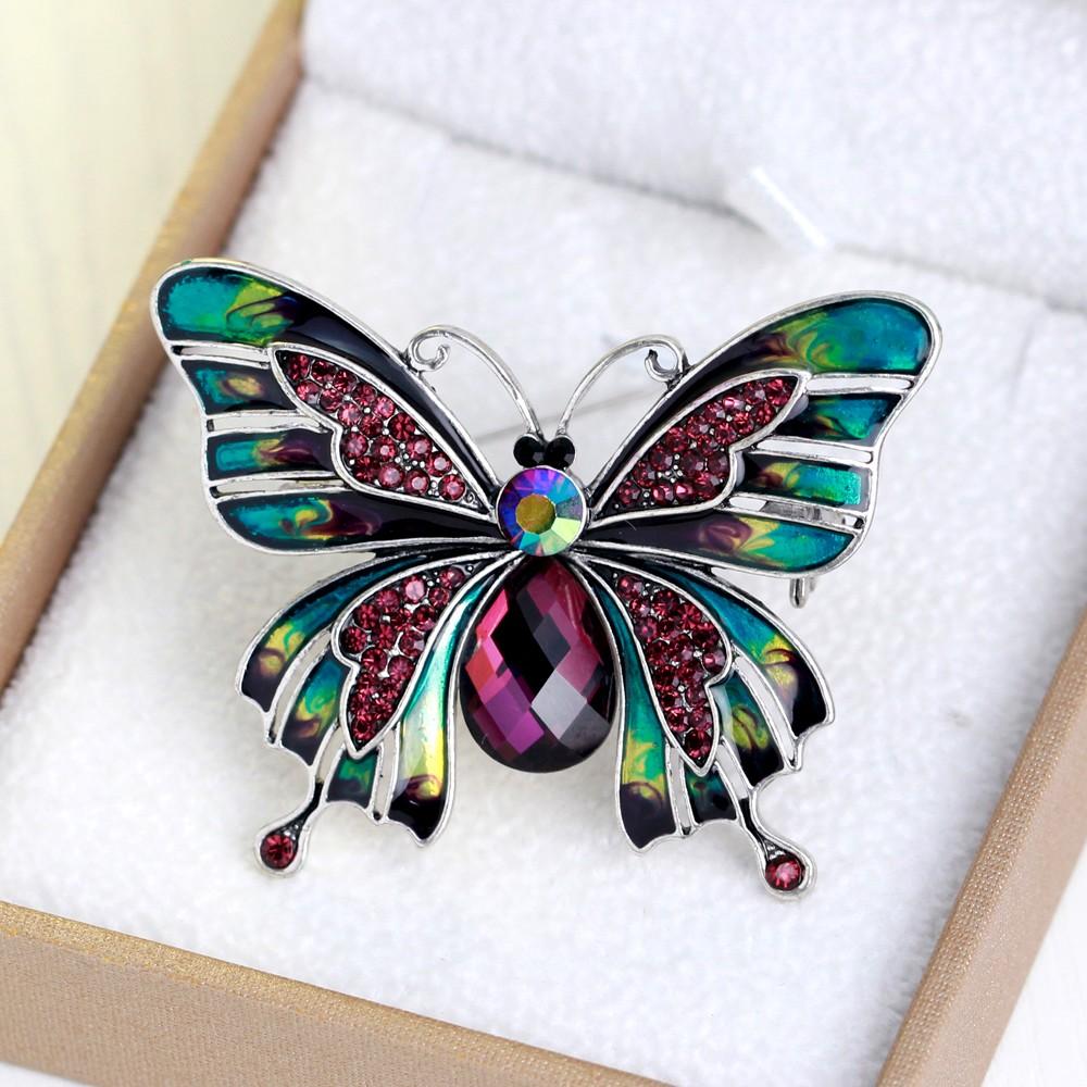 Crystal Butterfly Brooch/Collar Pin