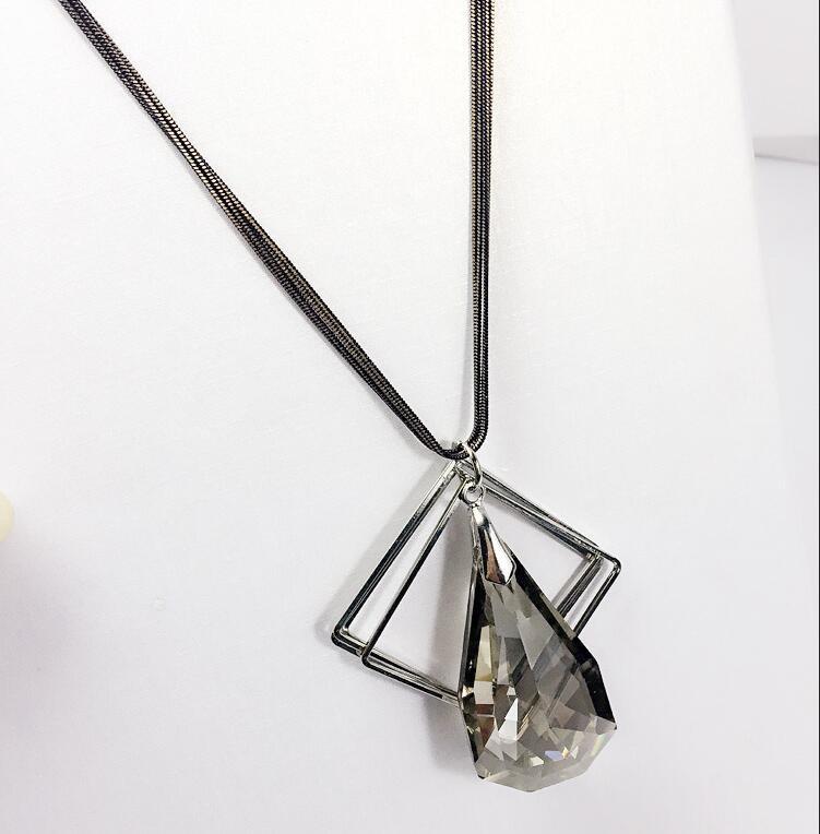 Statement Long Drop Crystal Necklace