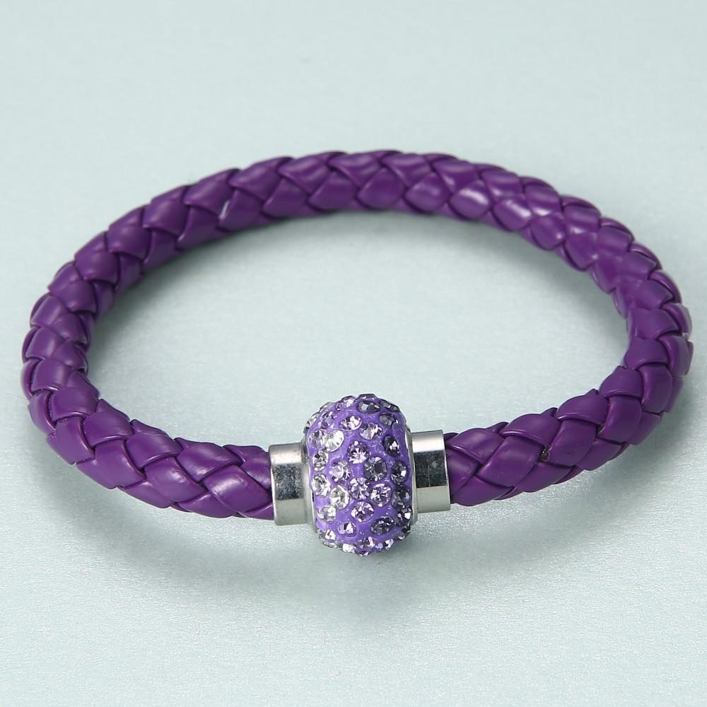 Leather Wrap Crystal Bangle Bracelet