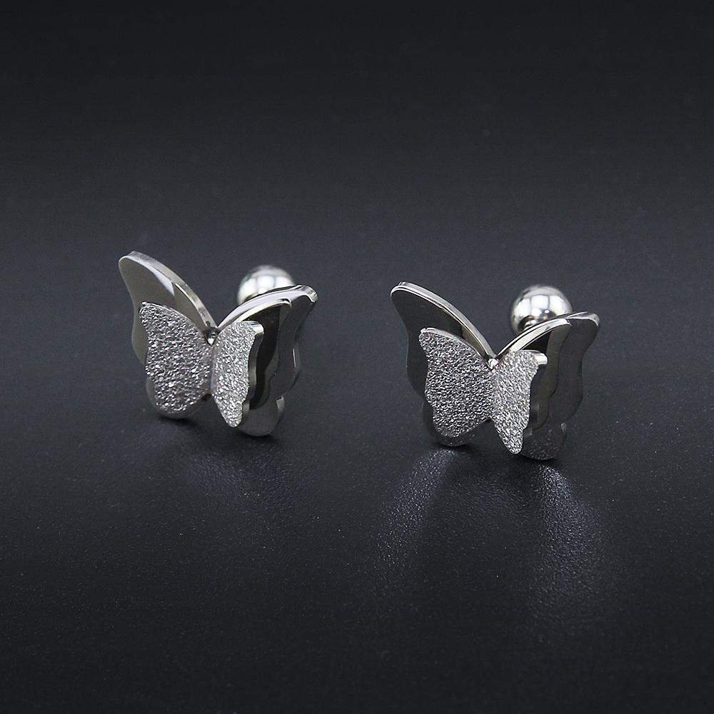 Butterfly Sandblasted Effect Labret Stud Earrings - 2 Colours  Beautifully detai