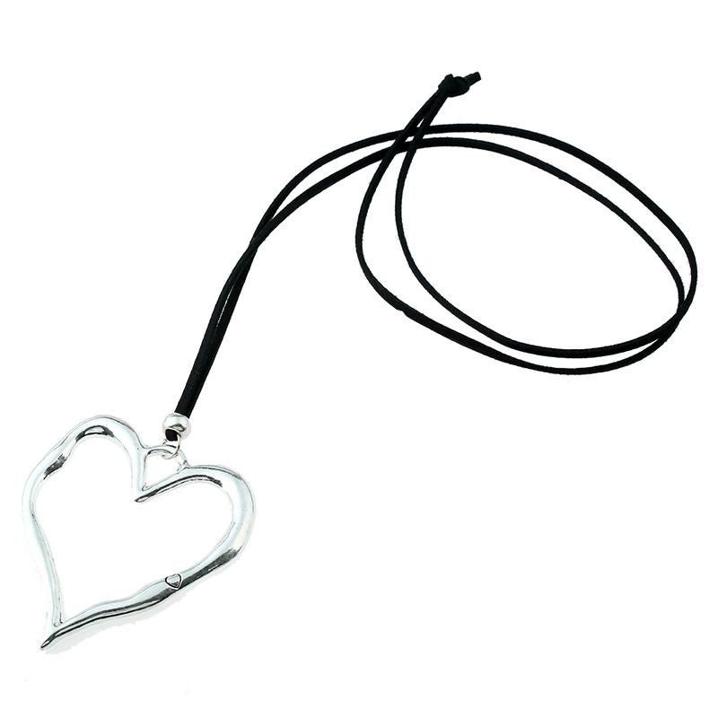 Heart Statement Long Necklace - Abstract Design