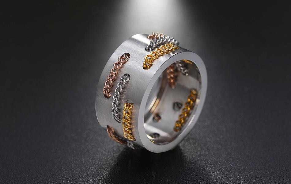 Stainless Steel Triple Colour Chain Ring