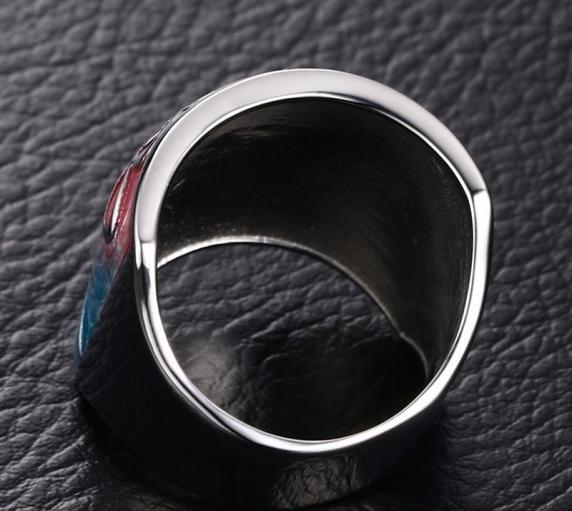 Geometric Coloured Stainless Steel & Enamel Ring