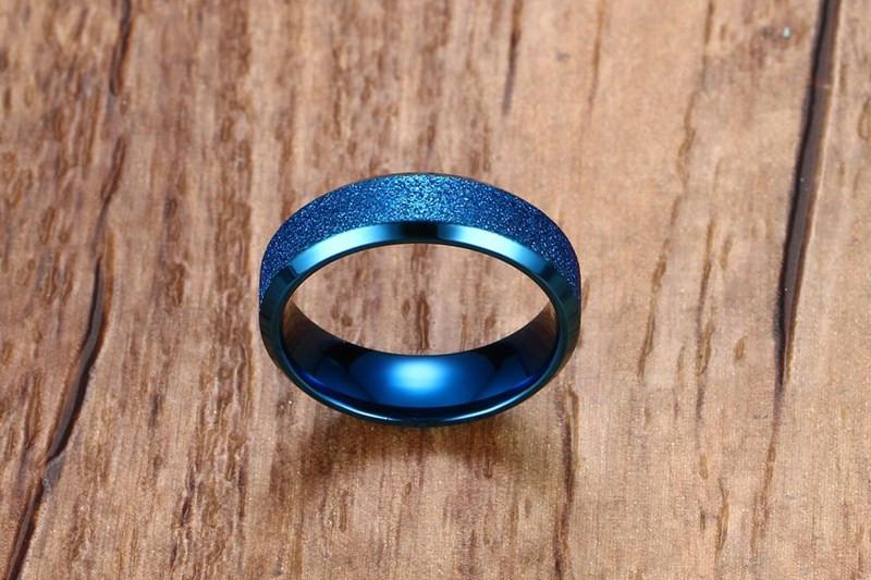 Blue Stainless Steel SandBlasted Ring