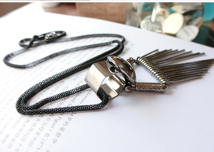 Punk Triangle Tassel Long Necklace