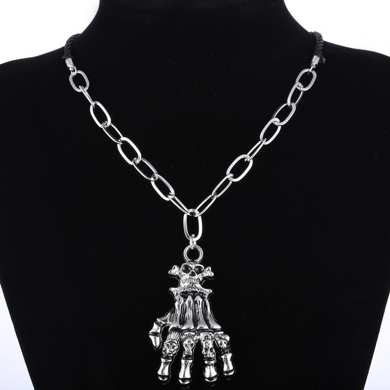 Vintage Punk Skull Hand Necklace