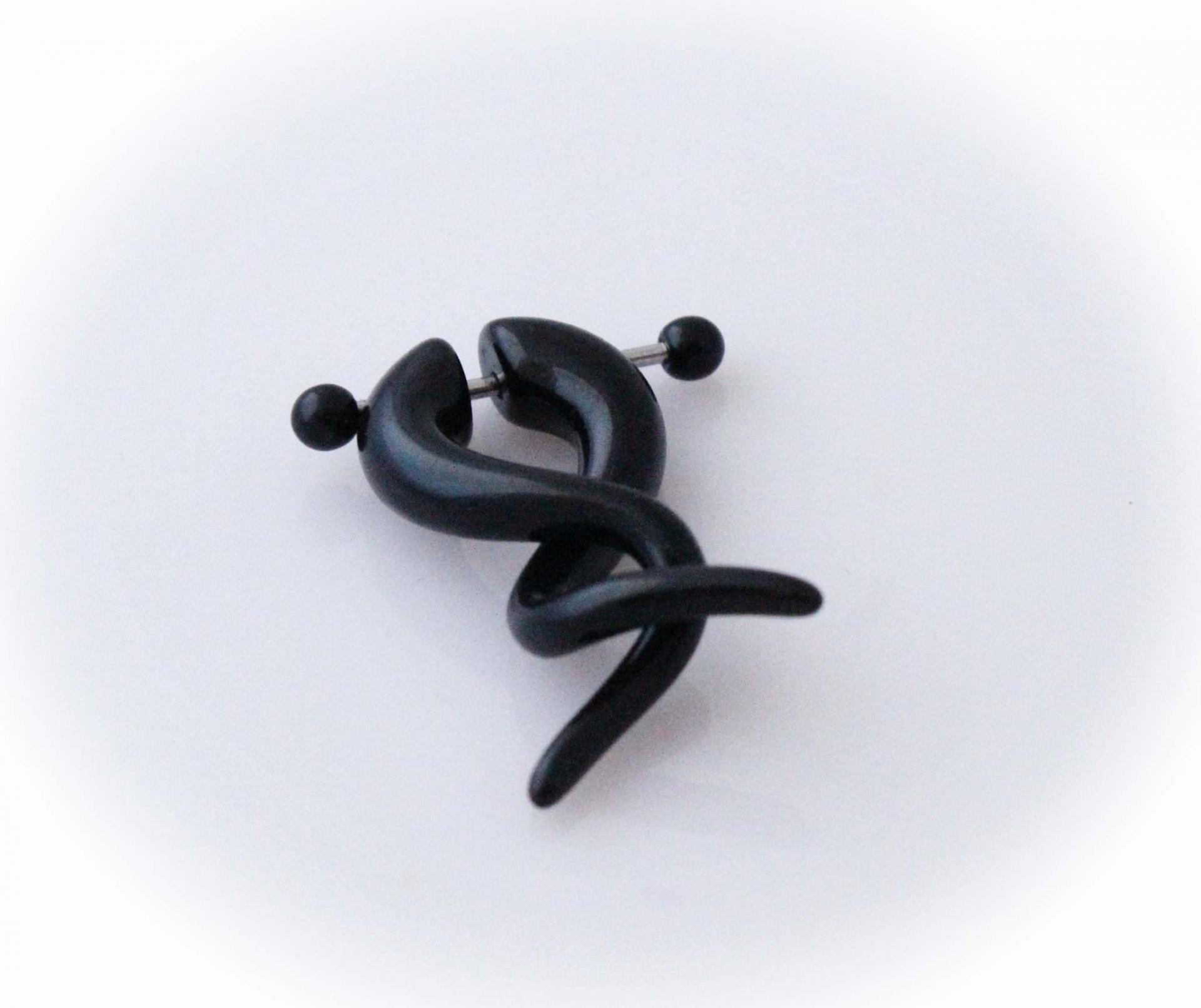 Fake Illusion Spiral Ear Taper -Black Acrylic - 3 Tribal Styles