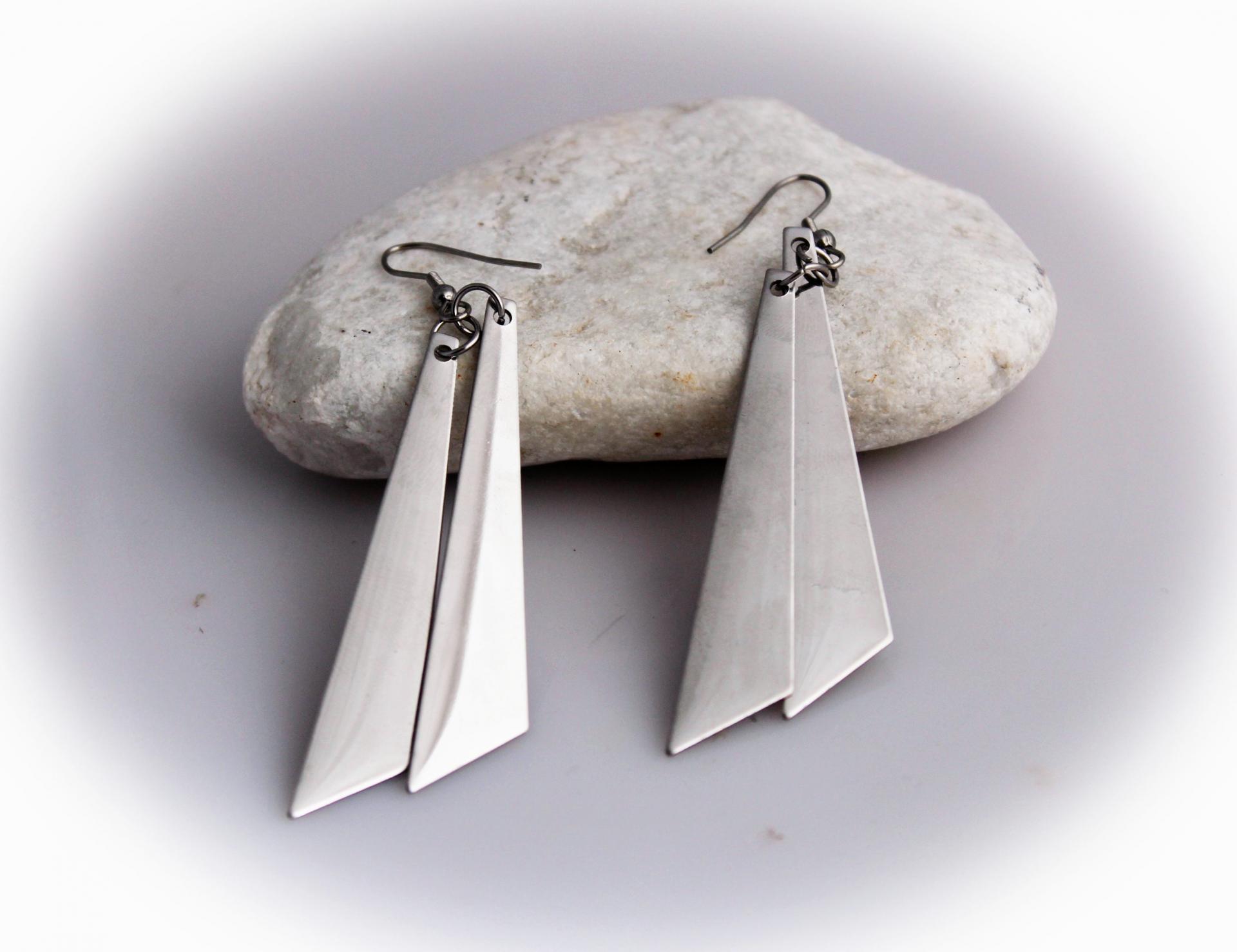 Stainless Steel Knife Edge Drop Earrings