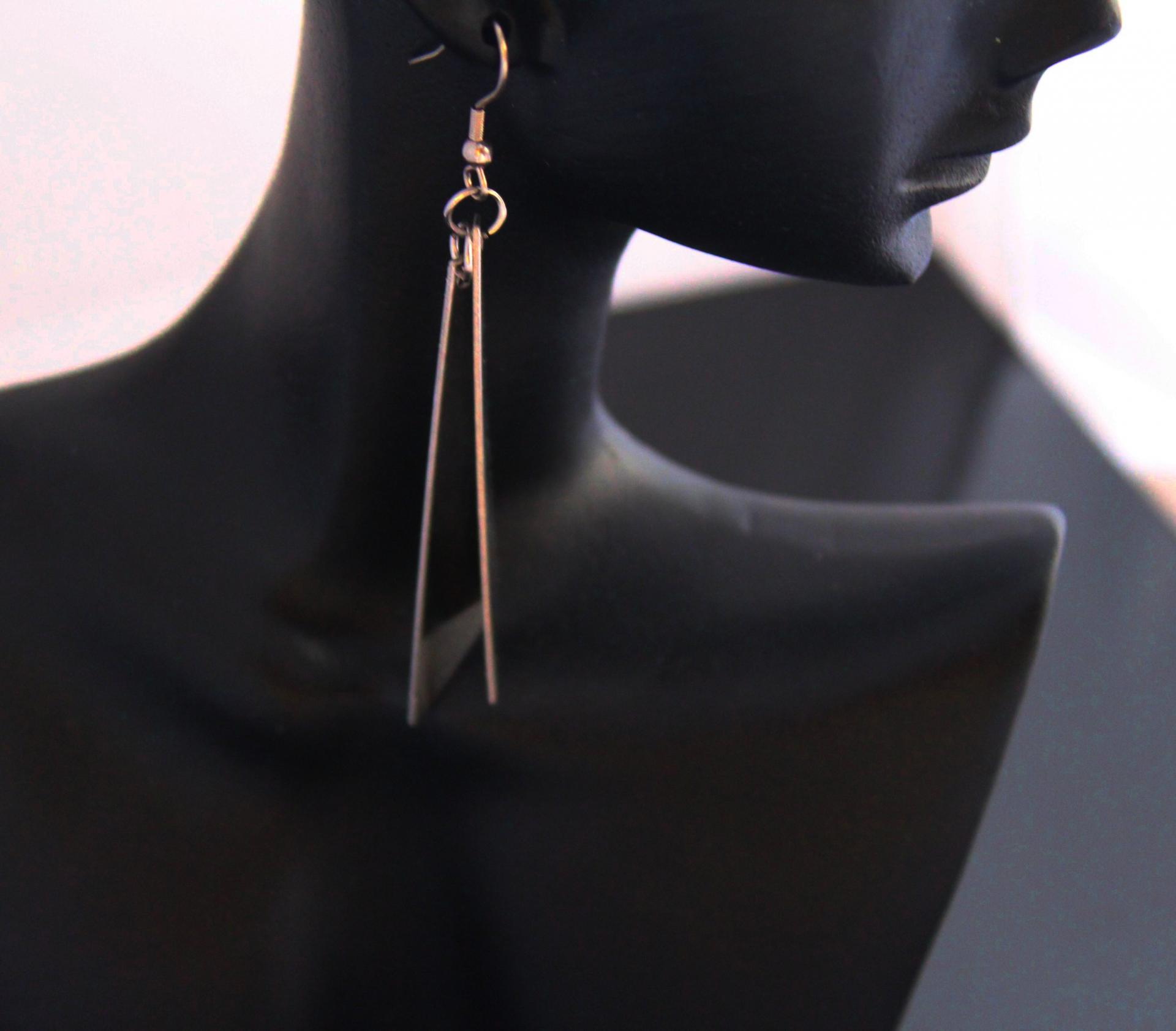 Stainless Steel Knife Edge Drop Earrings