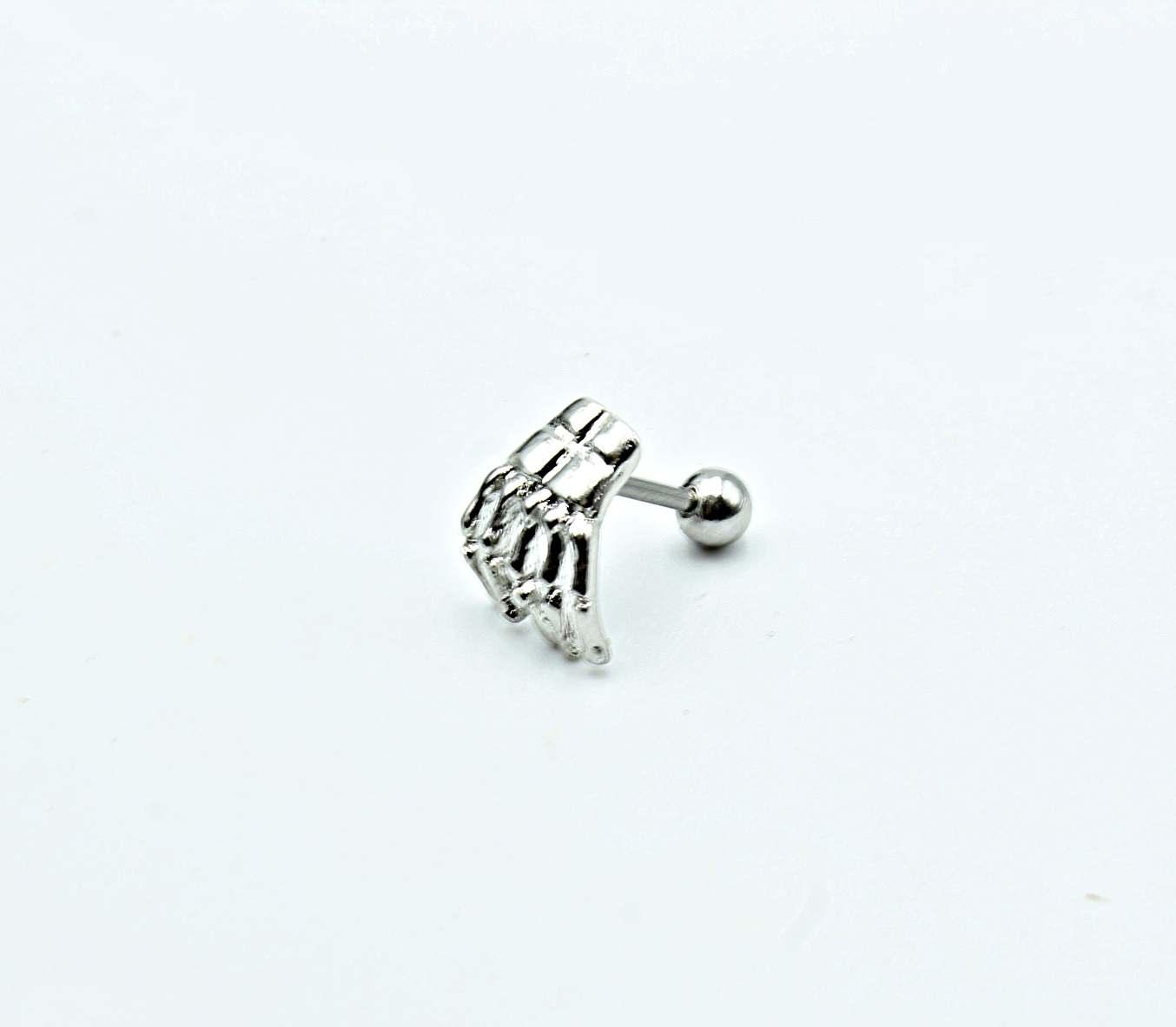 Skeleton Hand Tragus / Cartilage Barbell Stud Earring