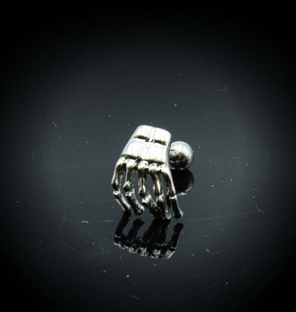 Skeleton Hand Tragus / Cartilage Barbell Stud Earring