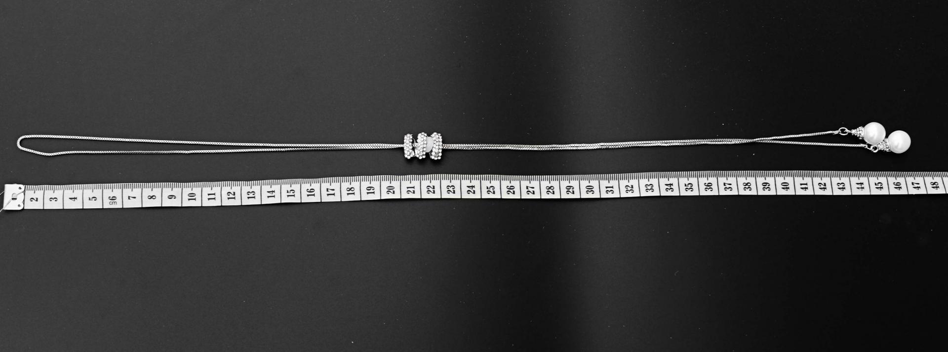 Double Pearl and Crystal Long Necklace