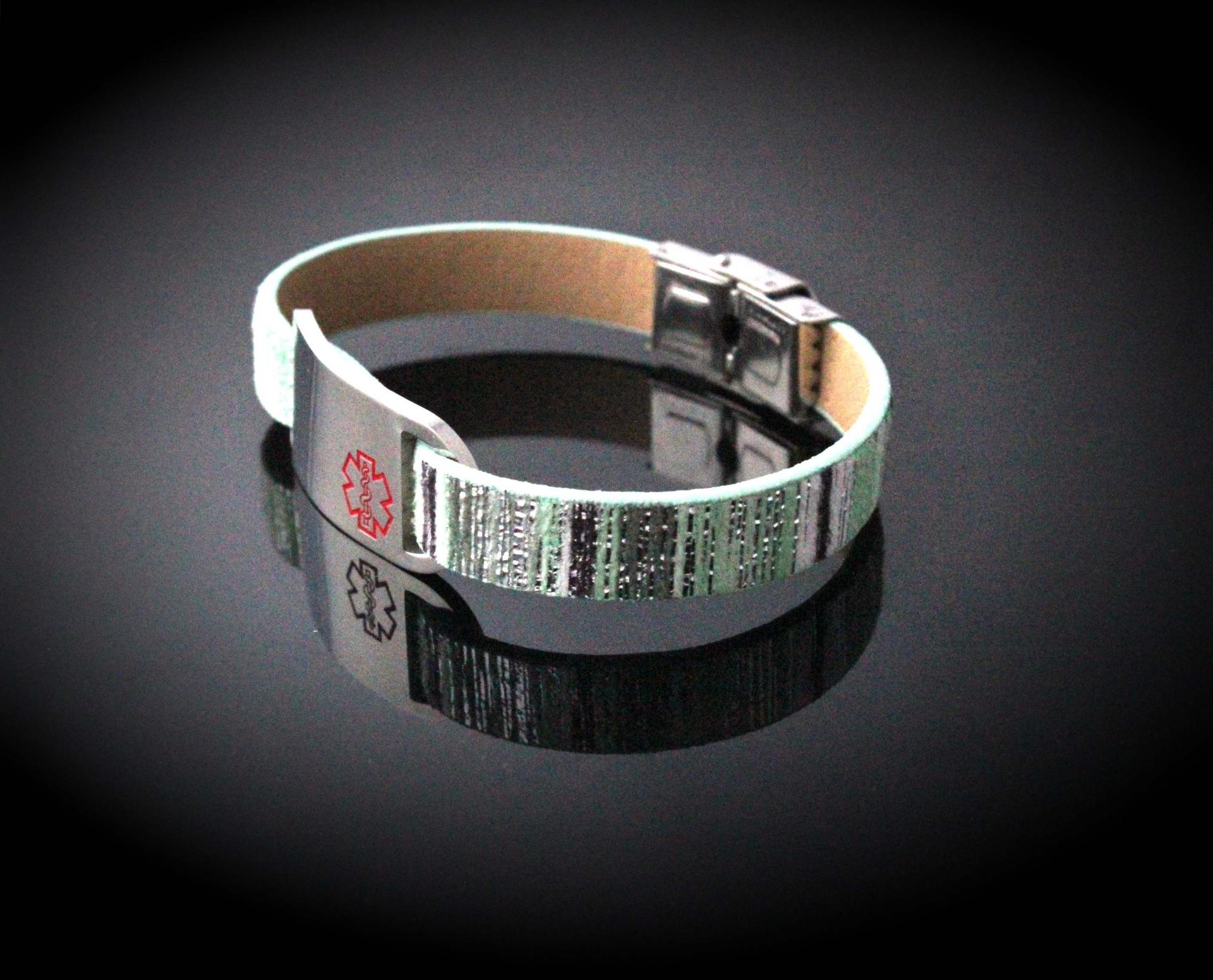 Medical Alert Colourful Flat Leather Bracelet - Customise