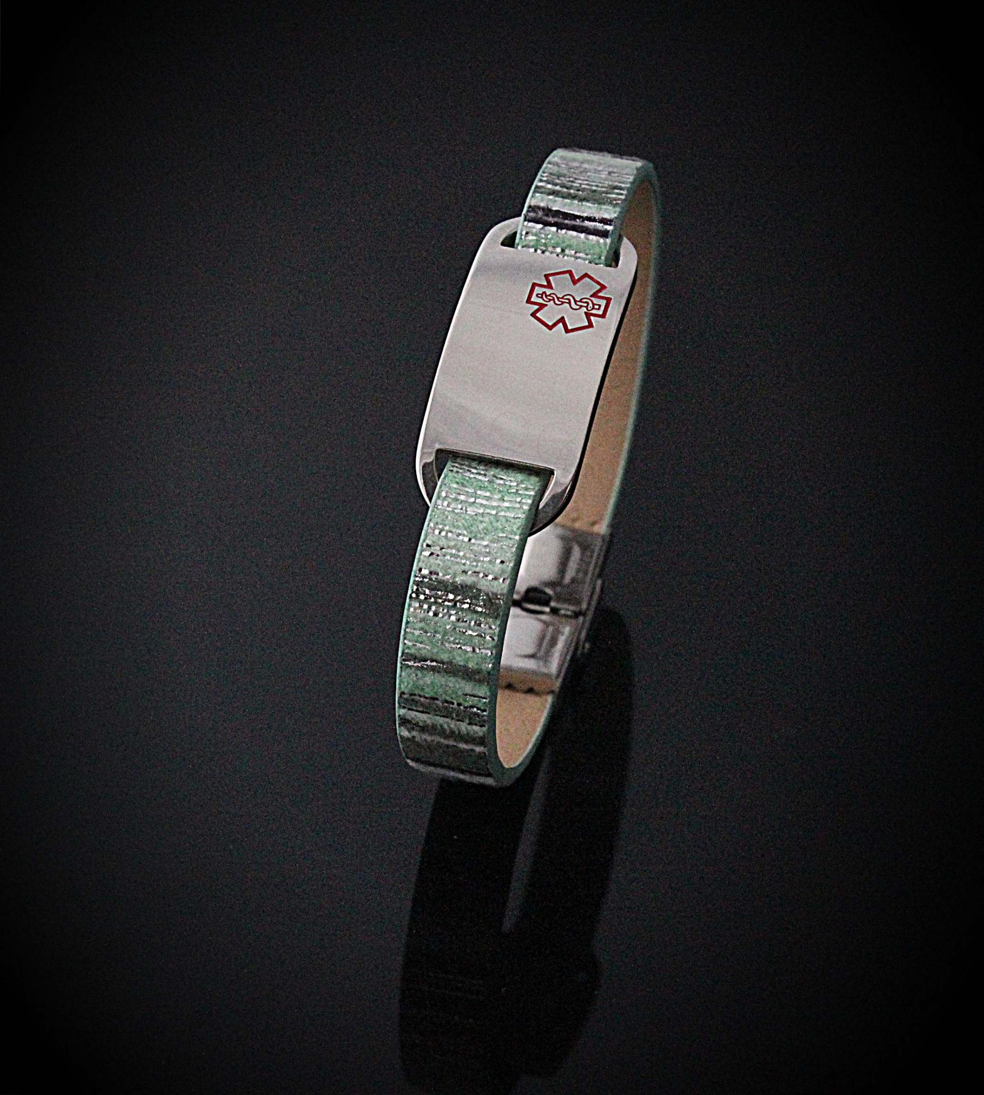 Medical Alert Colourful Flat Leather Bracelet - Customise