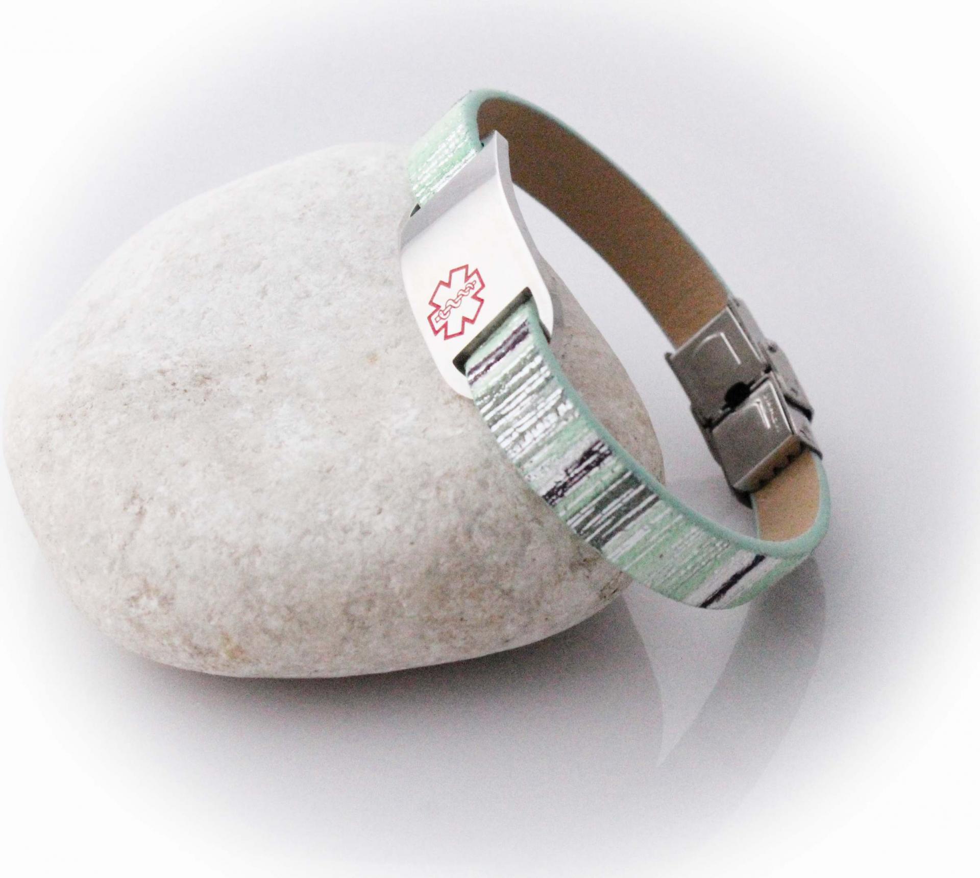 Medical Alert Colourful Flat Leather Bracelet - Customise