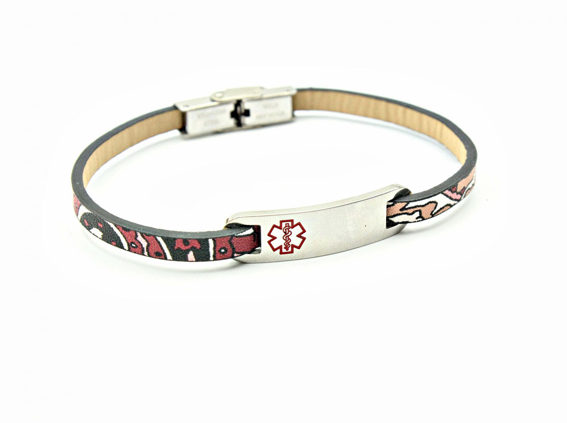 Medical Alert Ethnic Leather Bracelet