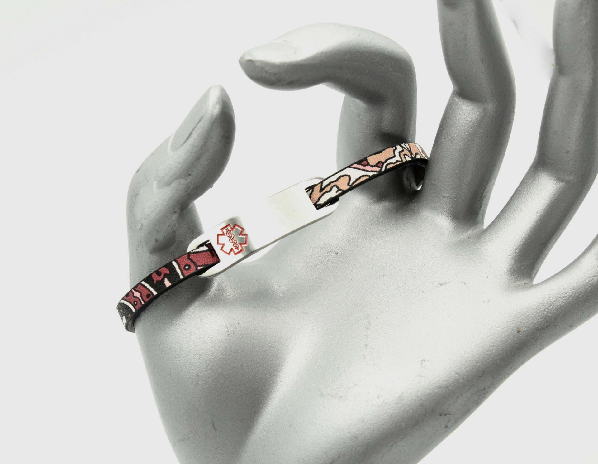 Medical Alert Ethnic Leather Bracelet