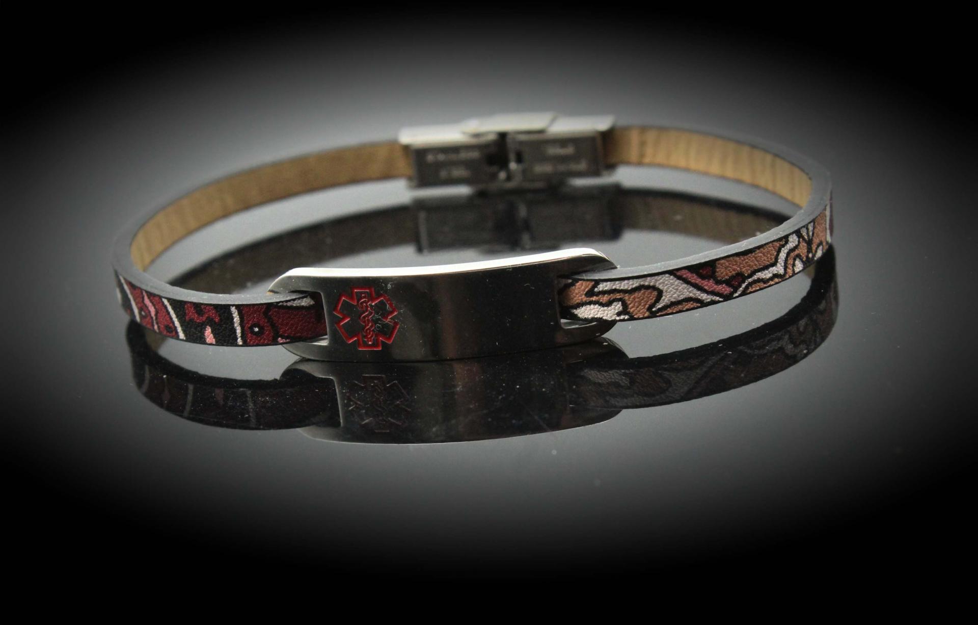 Medical Alert Ethnic Leather Bracelet