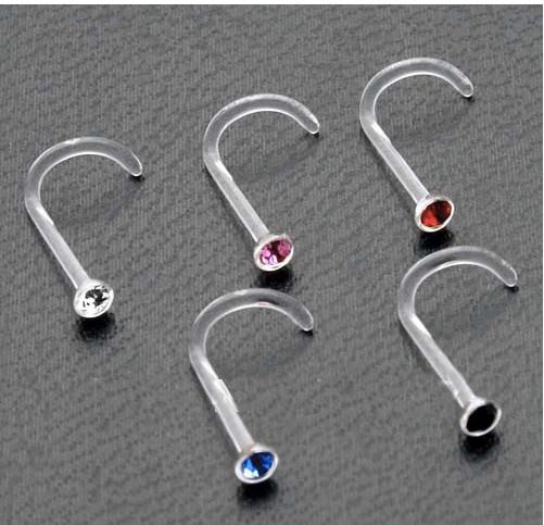 Bioplastic Body Jewelry Gem Nose Stud 20 Gauge -Choice of Colour