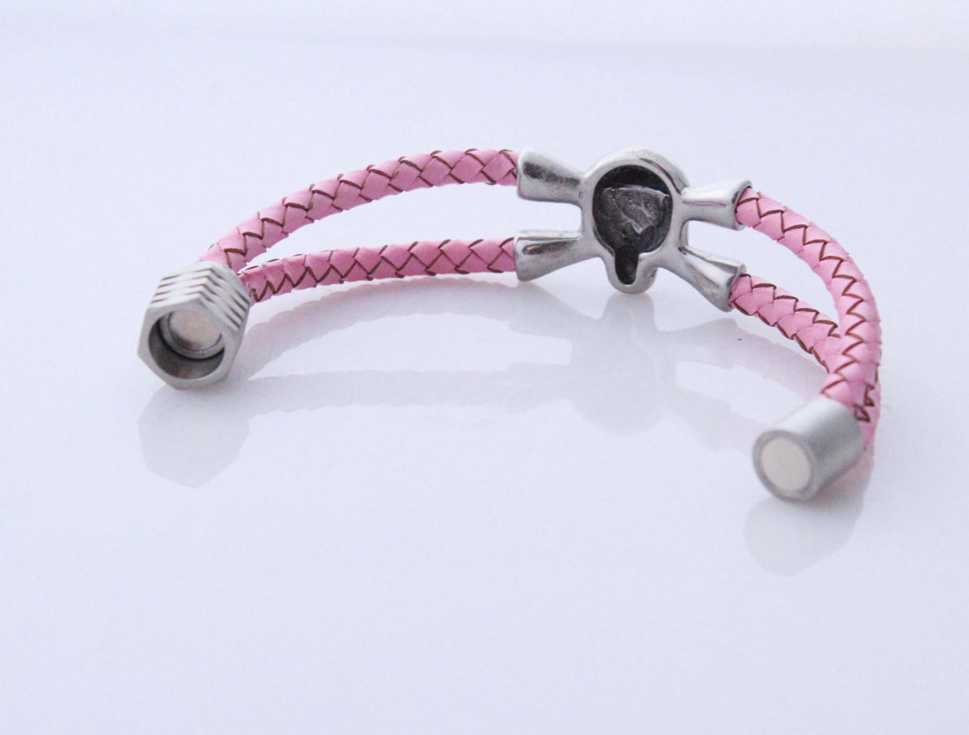 Pink Leather Skull Pirate Double Layer Bracelet - Customisable!