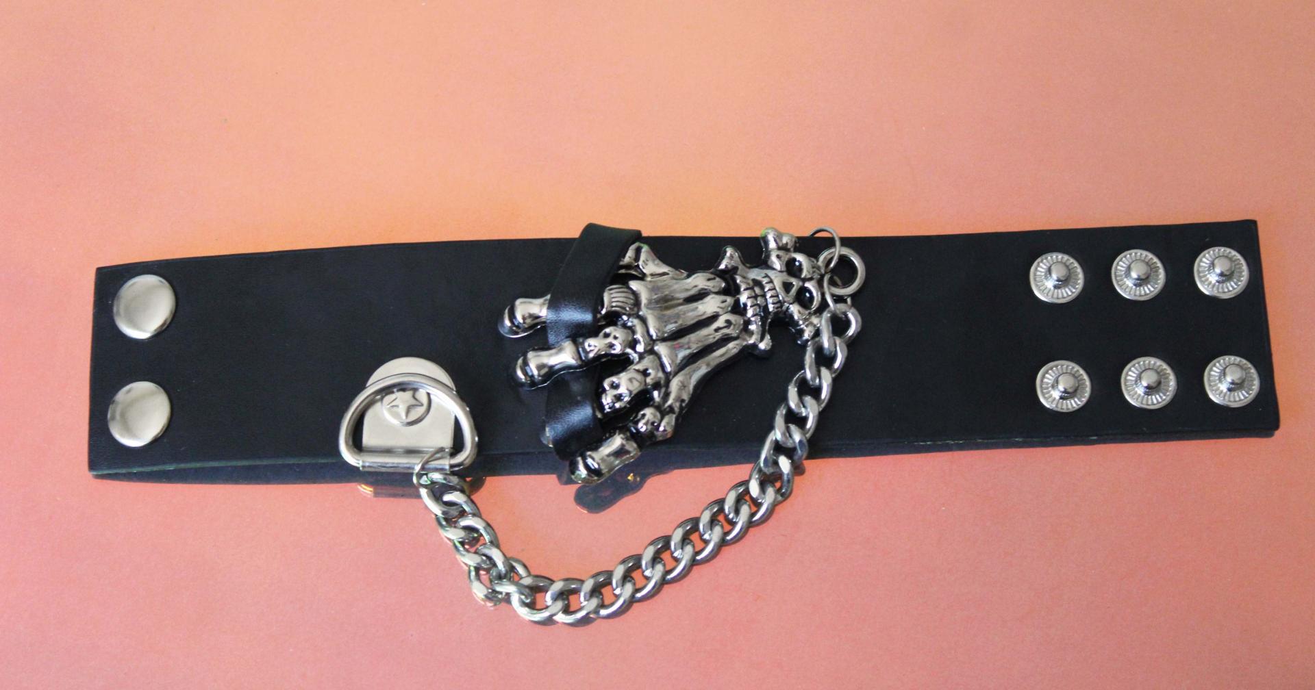 Punk Skeleton Hand Leather Bracelet