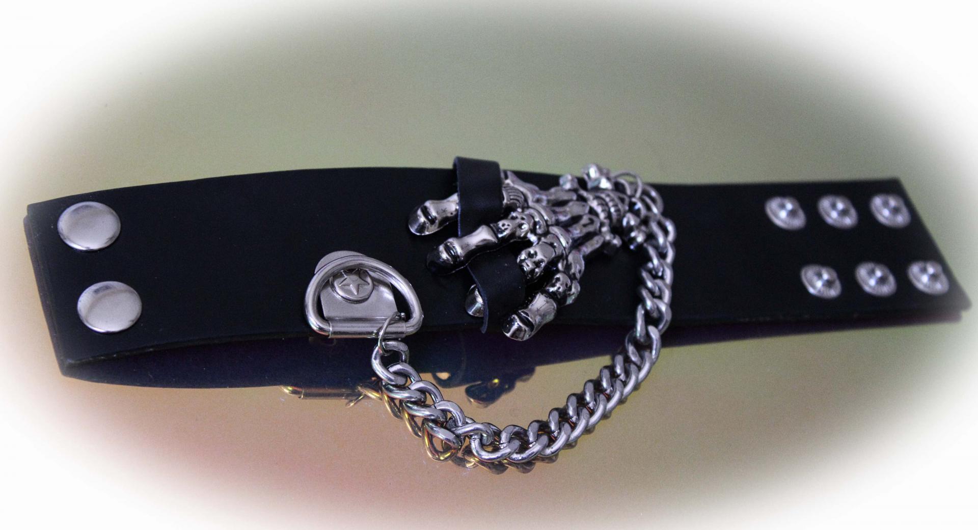 Punk Skeleton Hand Leather Bracelet