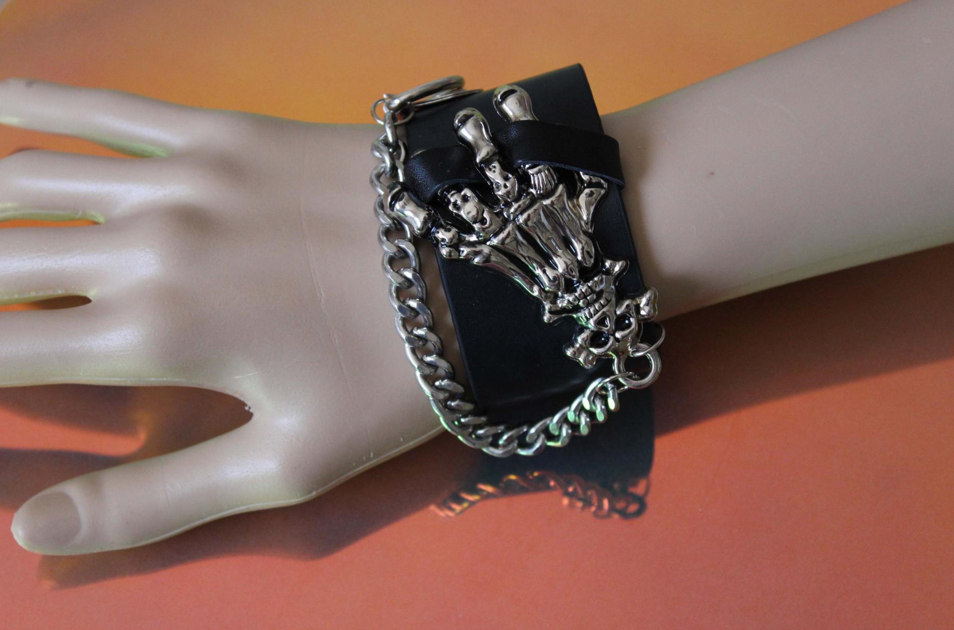 Punk Skeleton Hand Leather Bracelet