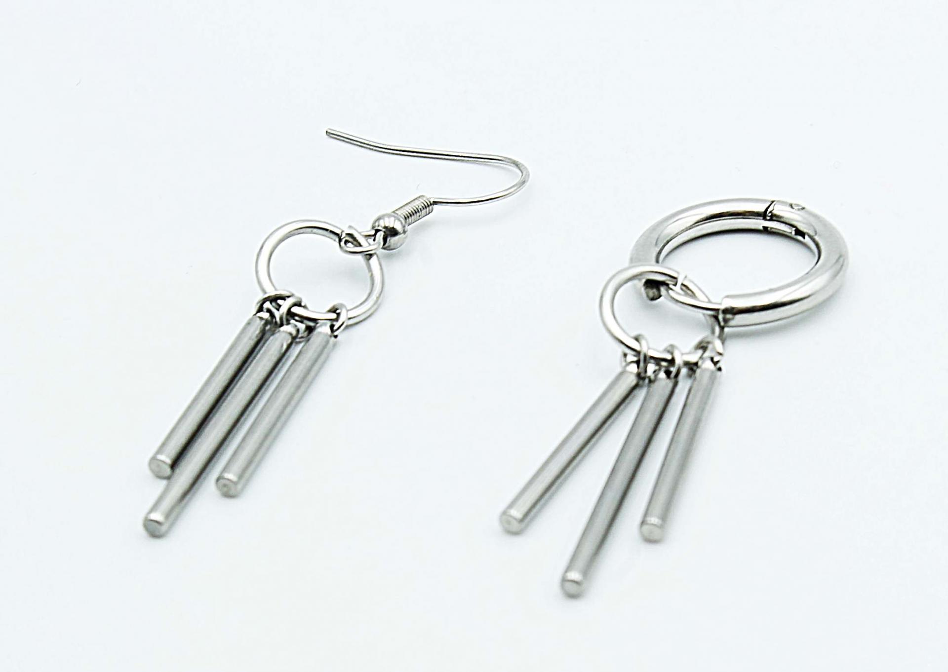 Punk Dangle Stick Titanium Steel Earrings - Customisable