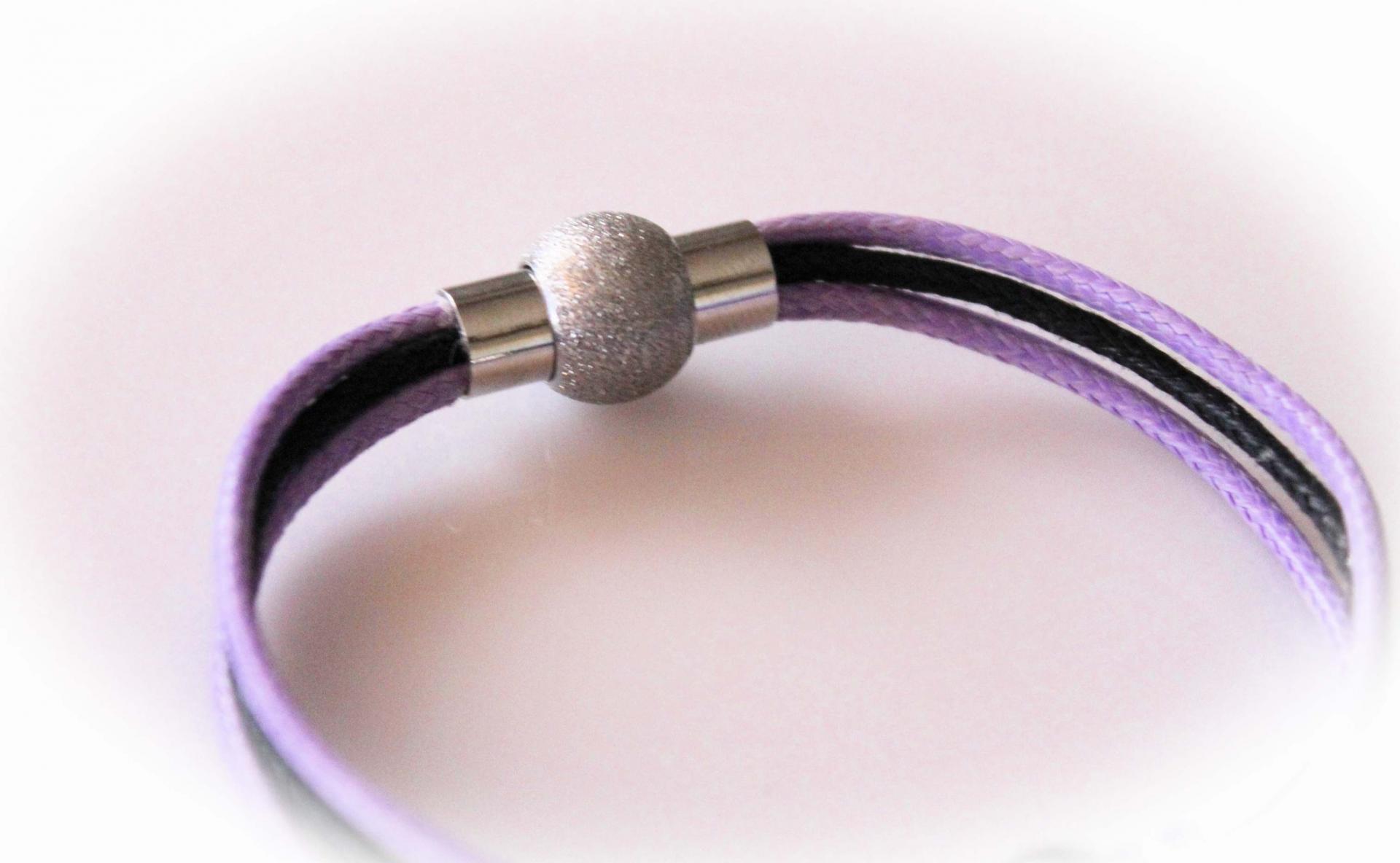 Chic Purple & Black Stainless Steel Bracelet - Customise Length & Colour