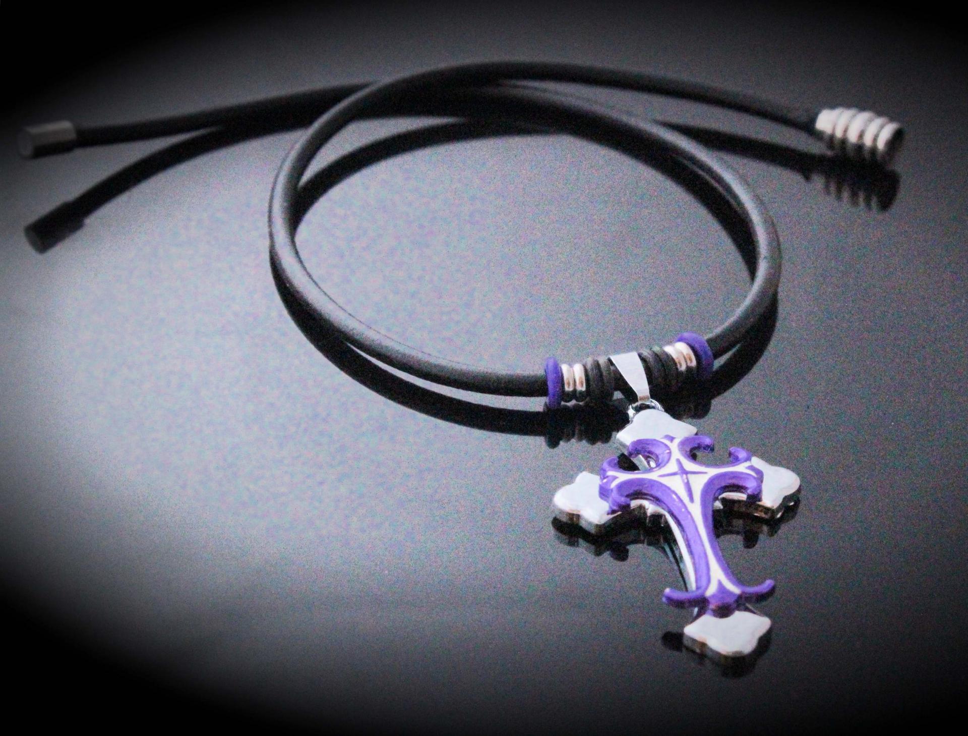 Colourful Enamel Cross Leather Choker - Customisable!