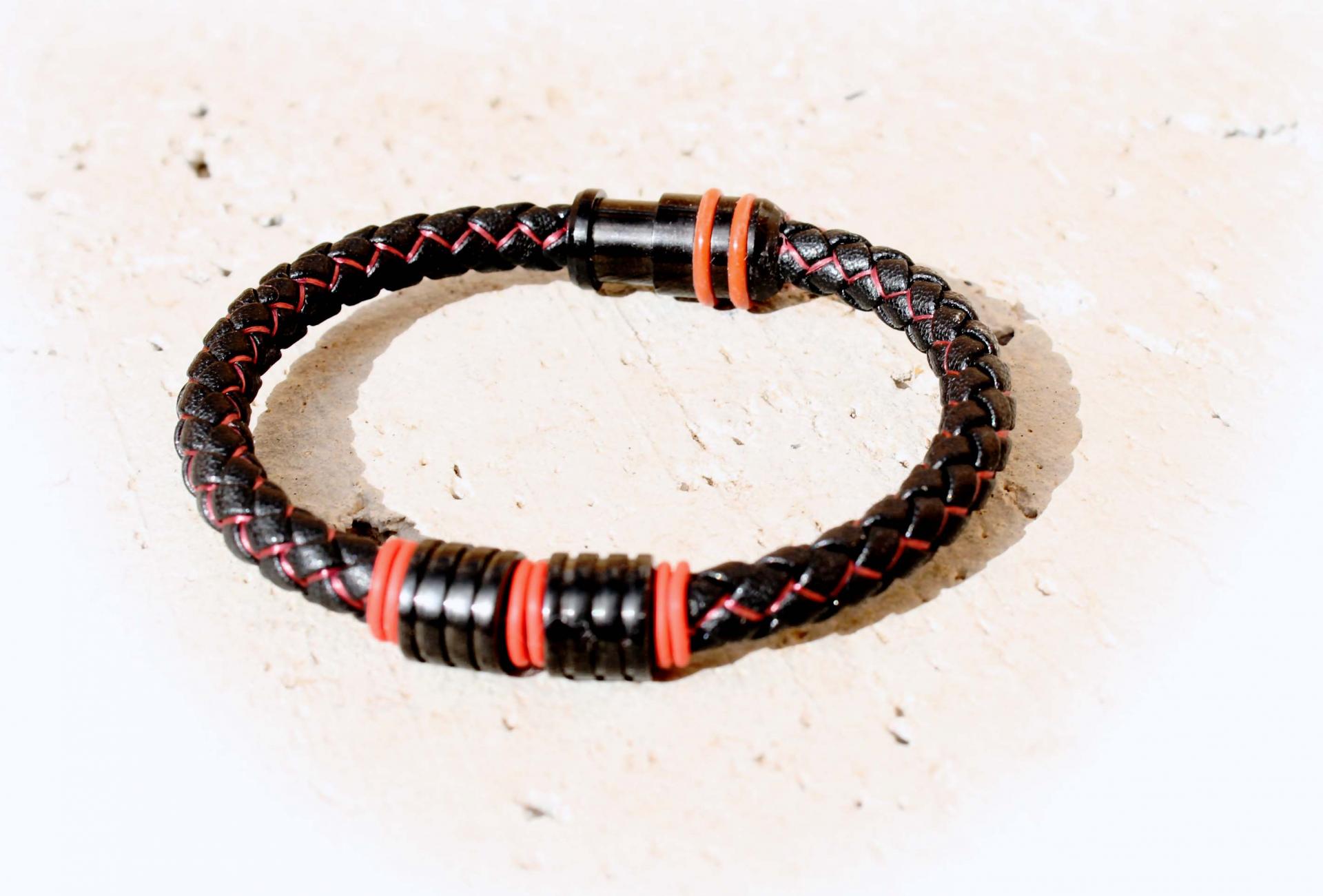 Raging Red Contemporary Cutting Edge Leather Bracelet - Customise!