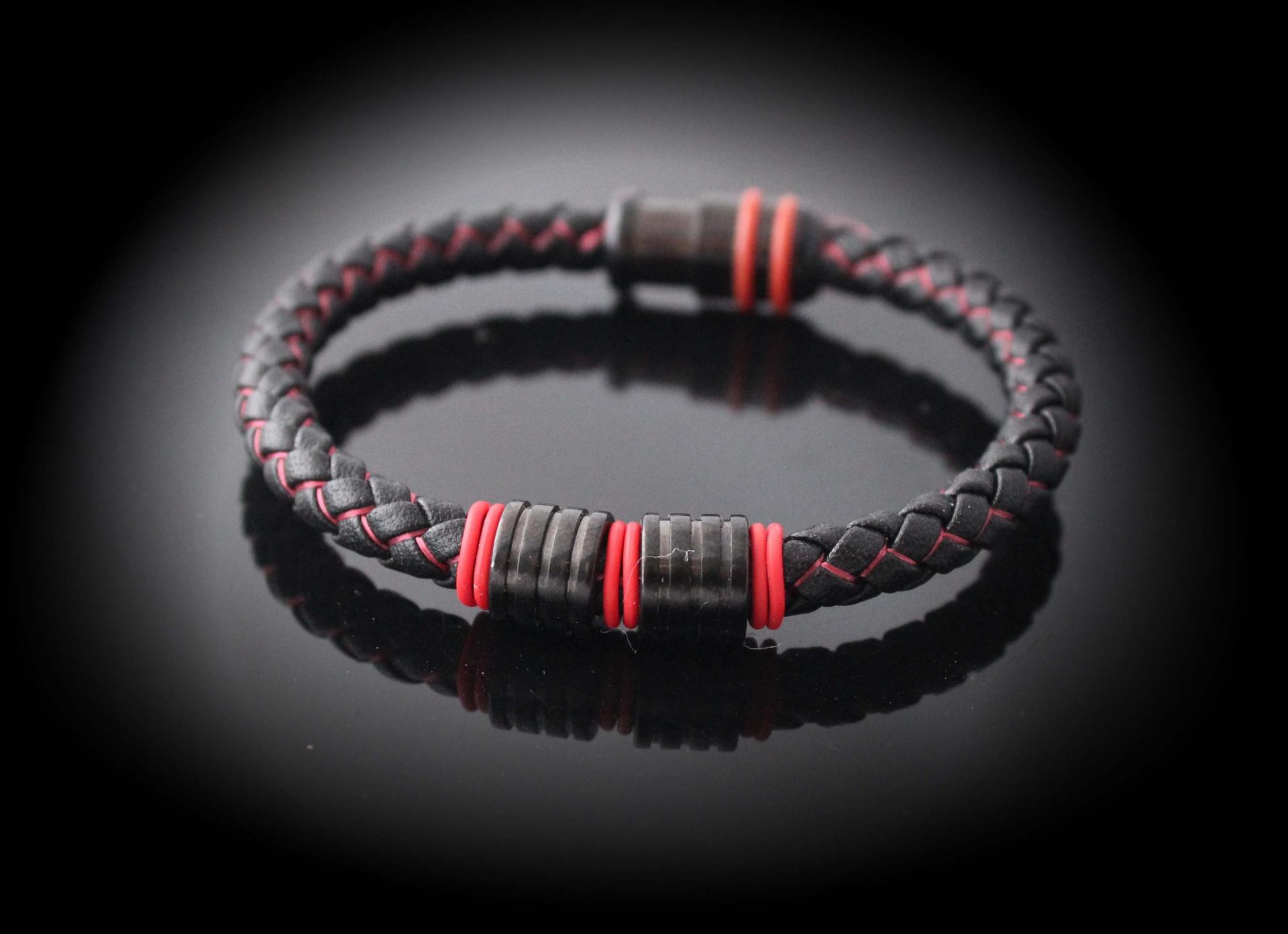 Raging Red Contemporary Cutting Edge Leather Bracelet - Customise!