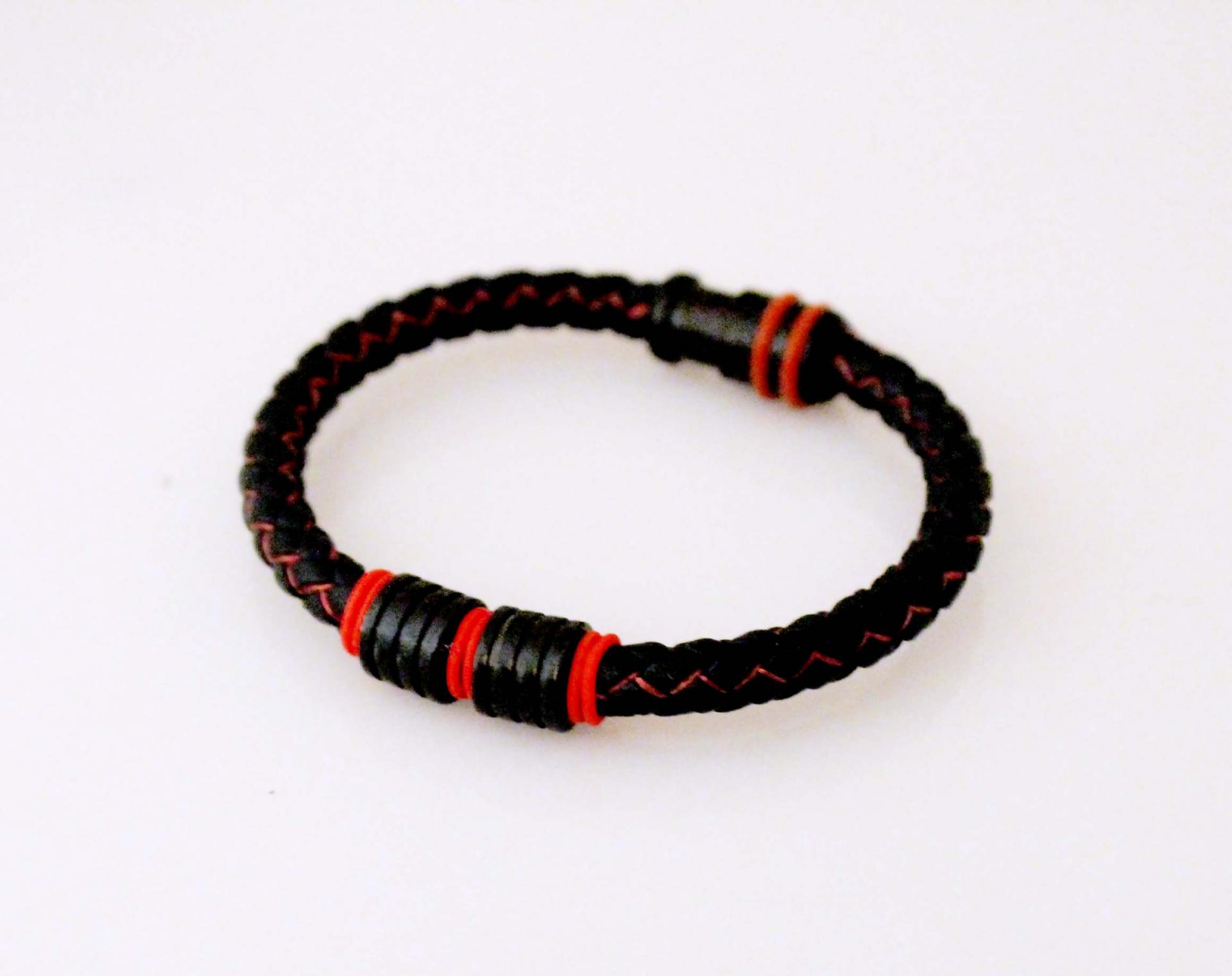 Raging Red Contemporary Cutting Edge Leather Bracelet - Customise!