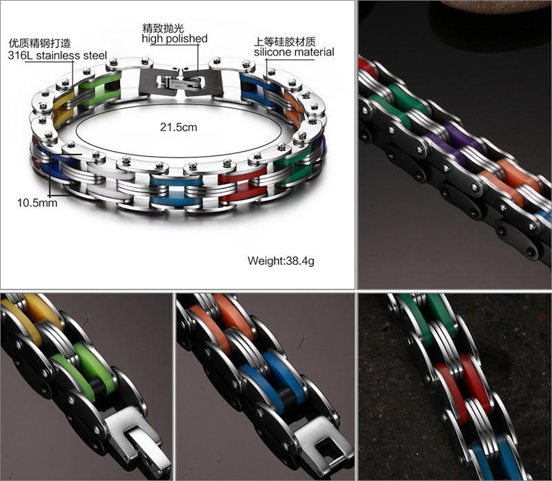 Rainbow Link Stainless Steel Bracelet