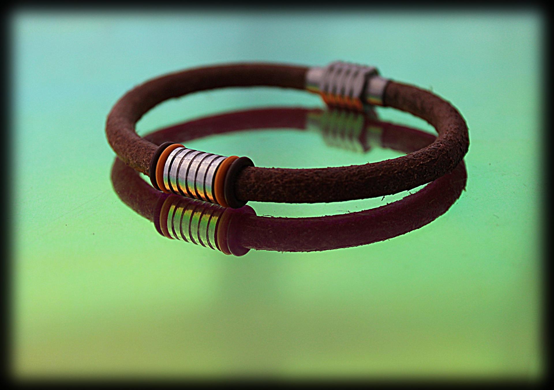 Rustic Brown Leather and Steel Bracelet - Build Your Own Bracelet!